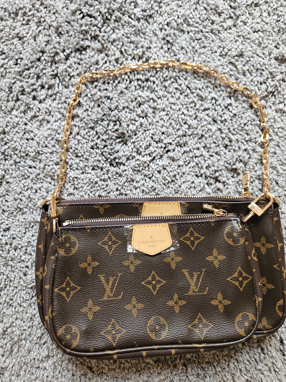 LV Monogram Canvas Shoulder Bag with Gold Chain NWOT